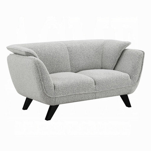 Naeli Loveseat | Rounded Light Gray Boucle | 65" Solid Pine Wood
