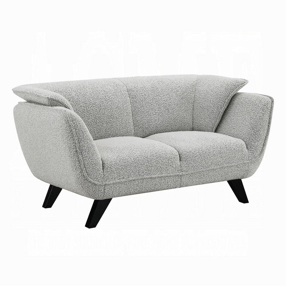 Naeli Loveseat | Rounded Light Gray Boucle | 65" Solid Pine Wood
