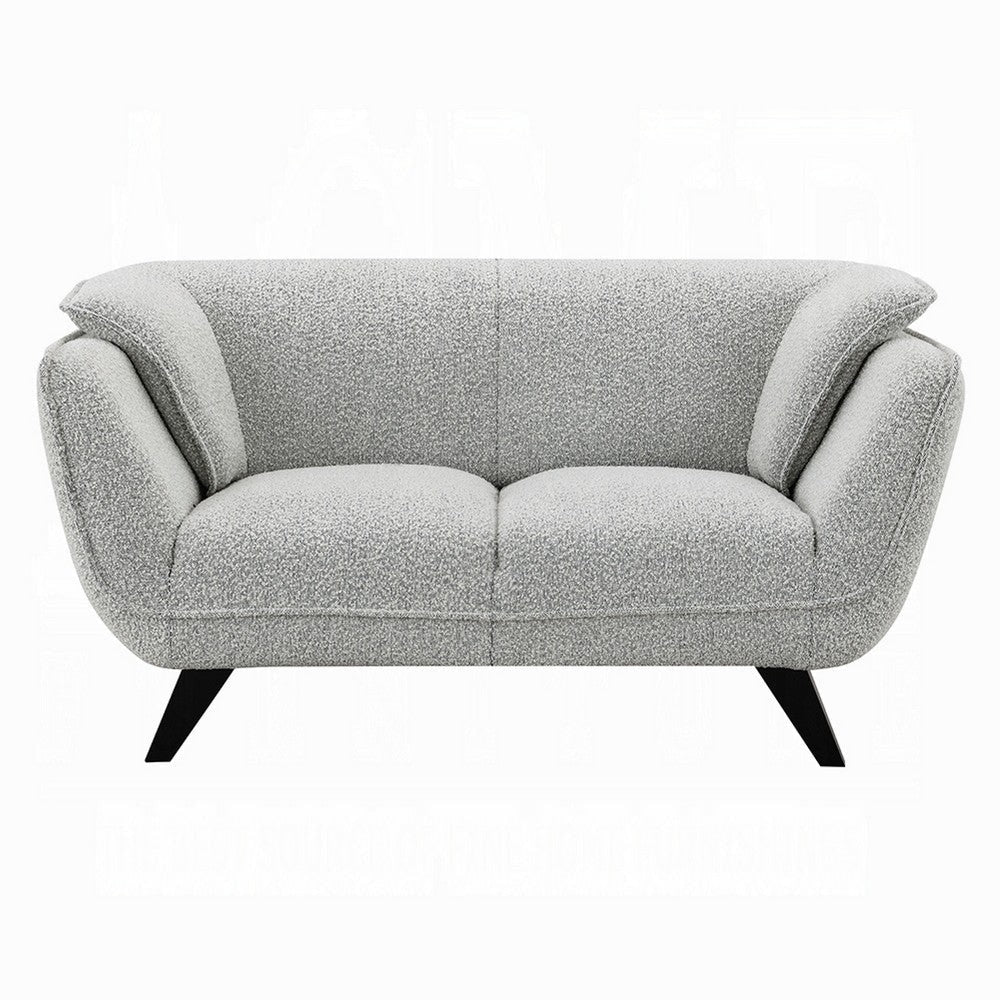Naeli Loveseat | Rounded Light Gray Boucle | 65’’ Solid Pine Wood BM333937
