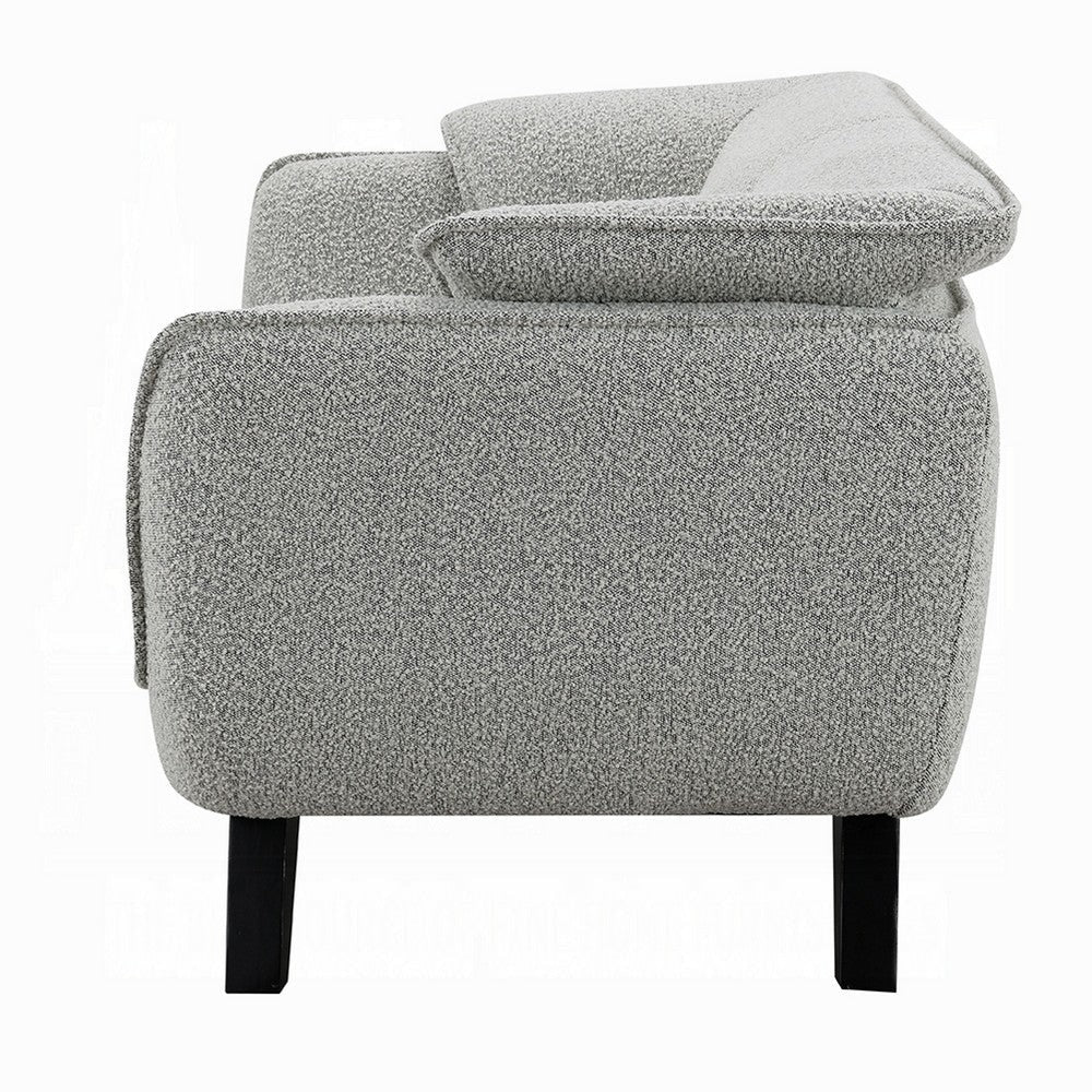 Naeli Loveseat | Rounded Light Gray Boucle | 65’’ Solid Pine Wood BM333937