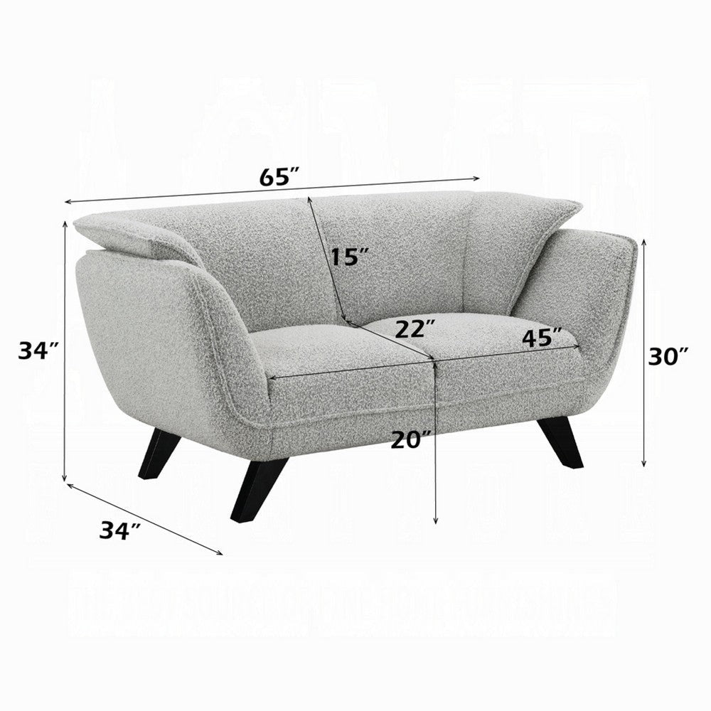 Naeli Loveseat | Rounded Light Gray Boucle | 65’’ Solid Pine Wood BM333937