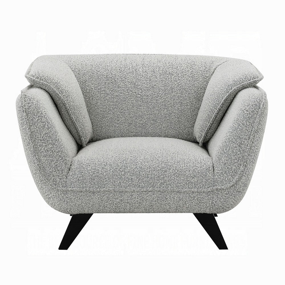 Naeli Accent Armchair | Rounded Back Light Gray Boucle | Solid Wood BM333938