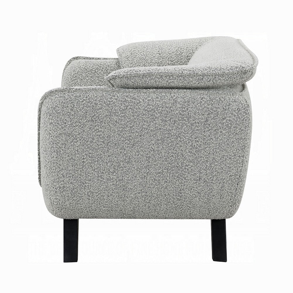 Naeli Accent Armchair | Rounded Back Light Gray Boucle | Solid Wood BM333938