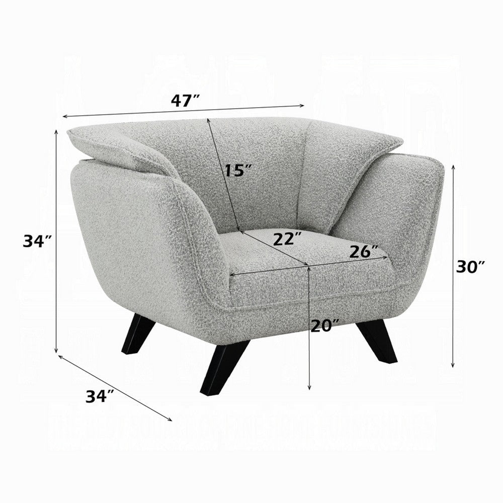 Naeli Accent Armchair | Rounded Back Light Gray Boucle | Solid Wood BM333938