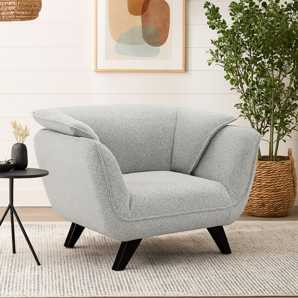 Naeli Accent Armchair | Rounded Back Light Gray Boucle | Solid Wood