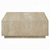 Lory Coffee Table | 35’’ Square Travertine Top | Natural Wood Beige BM333939