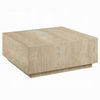 Lory Coffee Table | 35’’ Square Travertine Top | Natural Wood Beige BM333939