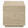 Lory Side End Table | 19’’ Square Travertine Top | Natural Wood Beige BM333940