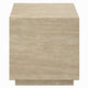 Lory Side End Table | 19’’ Square Travertine Top | Natural Wood Beige BM333940