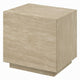 Lory Side End Table | 19" Square Travertine Top | Natural Wood Beige