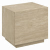 Lory Side End Table | 19’’ Square Travertine Top | Natural Wood Beige BM333940