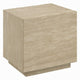 Lory Side End Table | 19’’ Square Travertine Top | Natural Wood Beige BM333940