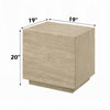 Lory Side End Table | 19’’ Square Travertine Top | Natural Wood Beige BM333940