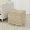 Lory Side End Table | 19" Square Travertine Top | Natural Wood Beige