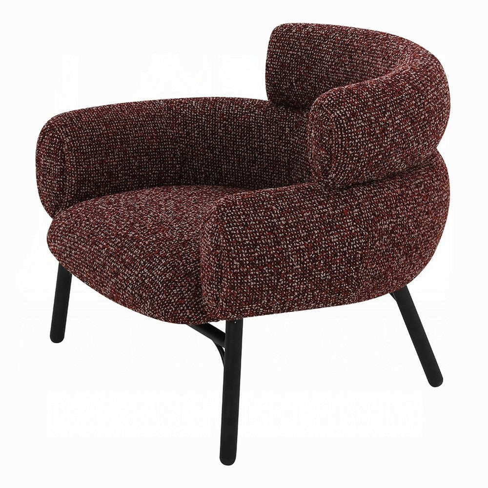 Meru Sofa Chair | Curved Back Maroon Red Tweed Fabric | Black Metal BM333945