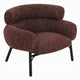 Meru Sofa Chair | Curved Back Maroon Red Tweed Fabric | Black Metal