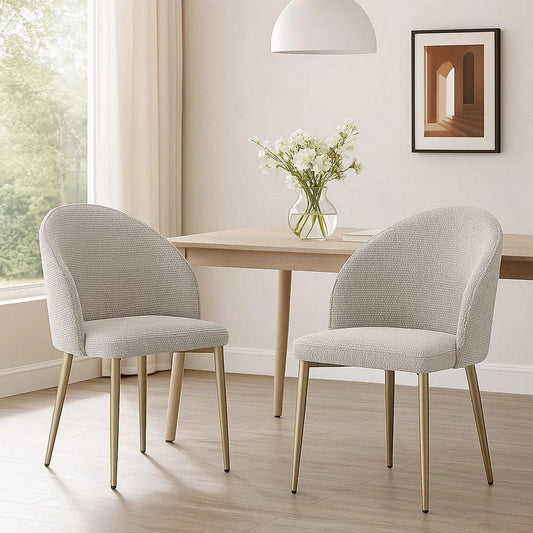 Geru Dining Side Chair Set of 2 | Padded Curved Back | Light Gray