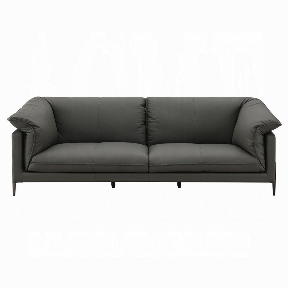 Semi Loveseat | Box Edge Design | Modern Black Top Grain Leather 69’’ BM333948