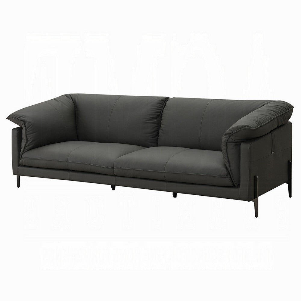 Semi Loveseat | Box Edge Design | Modern Black Top Grain Leather 69’’ BM333948