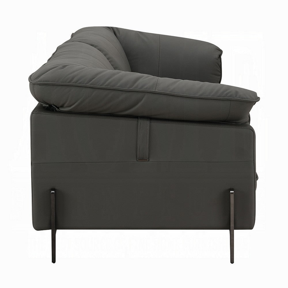 Semi Loveseat | Box Edge Design | Modern Black Top Grain Leather 69’’ BM333948