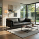 Semi Loveseat | Box Edge Design | Modern Black Top Grain Leather 69"
