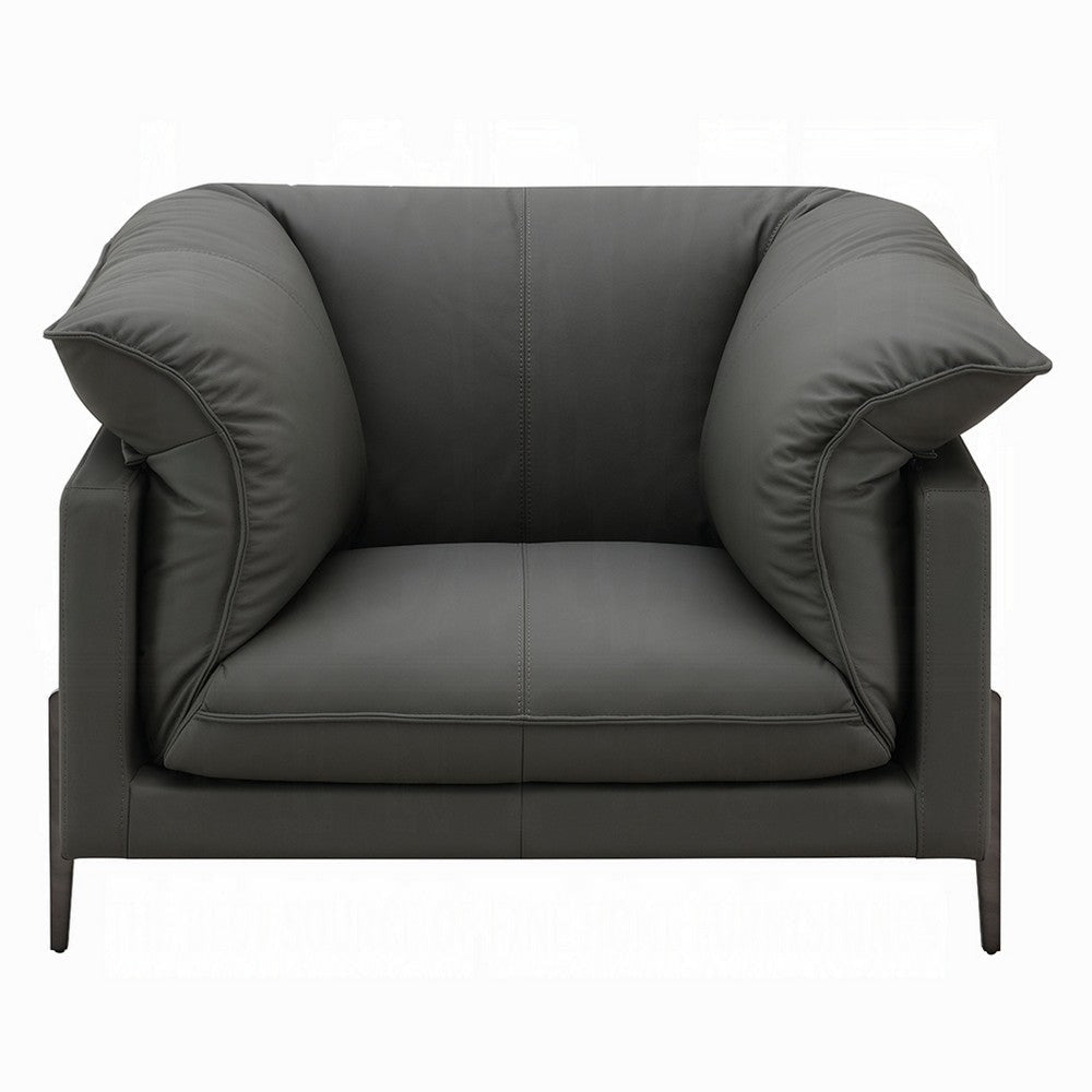 Semi Sofa Chair | Box Edge Design | Black Top Grain Leather | 69’’ BM333949