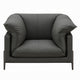 Semi Sofa Chair | Box Edge Design | Black Top Grain Leather | 69’’ BM333949