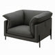 Semi Sofa Chair | Box Edge Design | Black Top Grain Leather | 69’’ BM333949