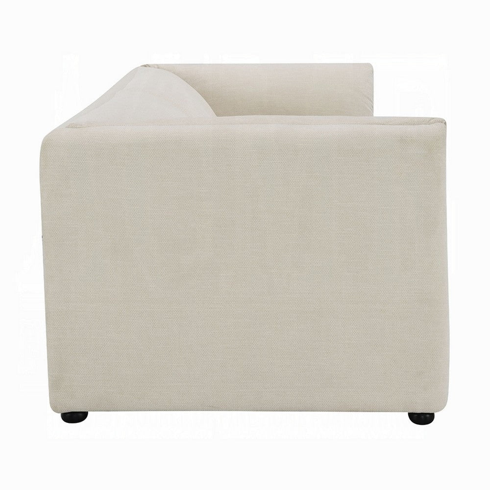 Kami Sofa | Slim Minimalist Pillow Armrests | Modern Ivory Linen 89’’ BM333950