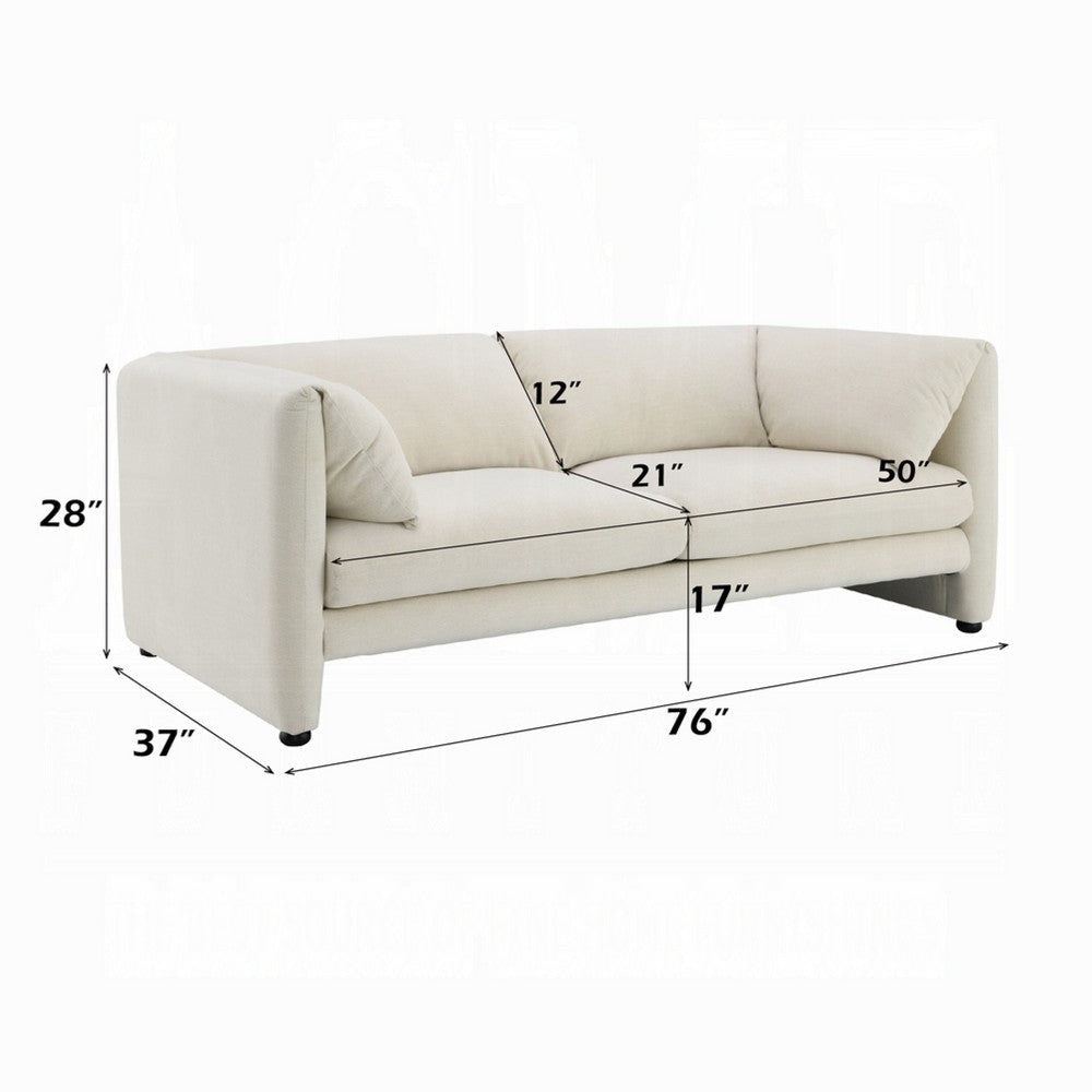 Kami Loveseat | Slim Pillow Armrests | Modern Soft Ivory Linen | 76’’ BM333951