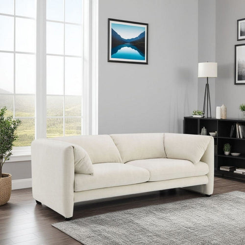 Kami Loveseat | Slim Pillow Armrests | Modern Soft Ivory Linen | 76"
