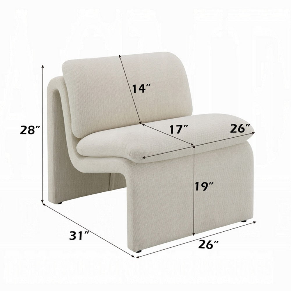 Kami Accent Chair | Curved Open Base | Armless Modern Ivory Boucle BM333952