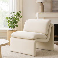 Kami Accent Chair | Curved Open Base | Armless Modern Ivory Boucle