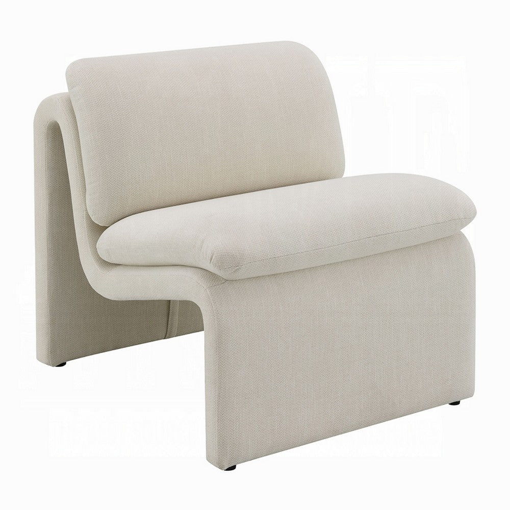 Kami Accent Chair | Curved Open Base | Armless Modern Ivory Boucle