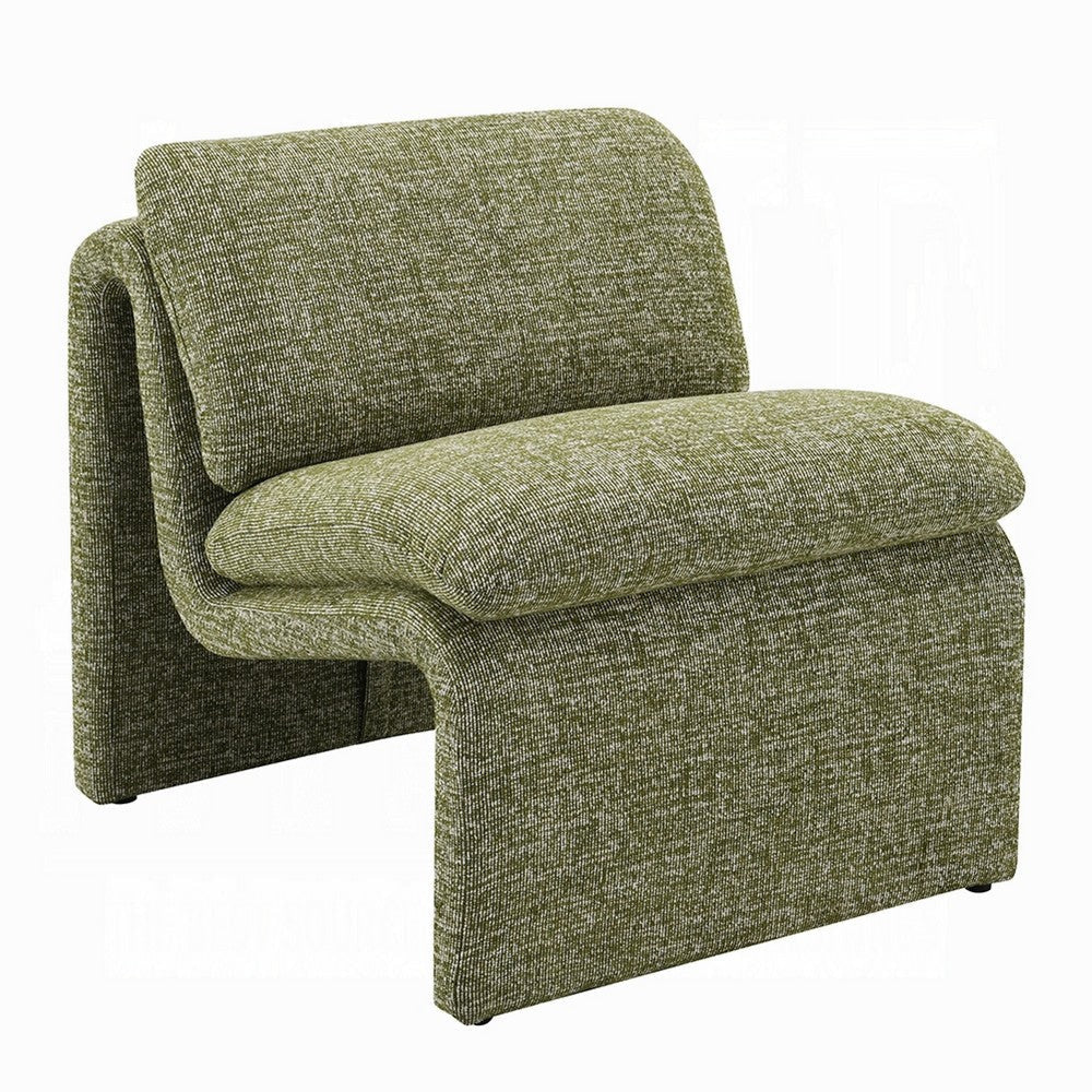 Kami Accent Chair | Curved Open Base | Armless Modern Green Boucle