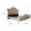 Sicily California King Bed | Gray Tufted Faux Leather Classic Carved