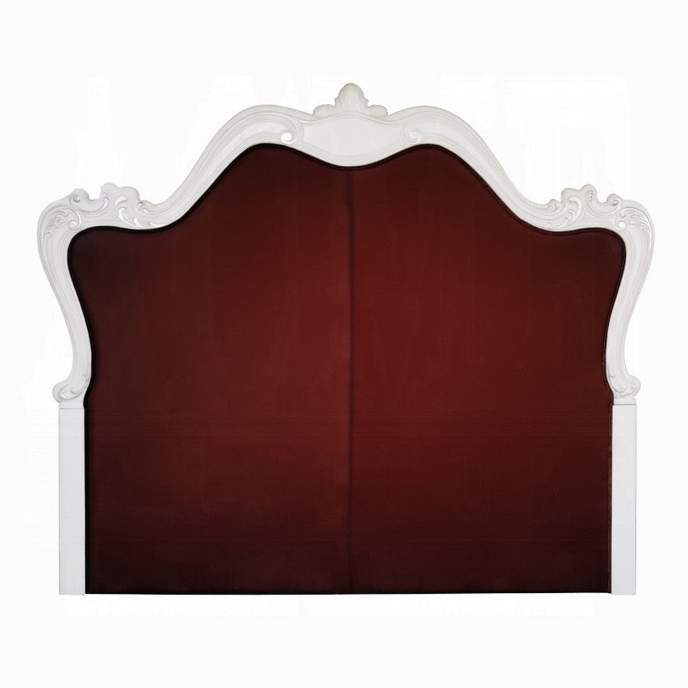 Sicily King Bed | Tufted Gray Faux Leather Classic White Carved Frame