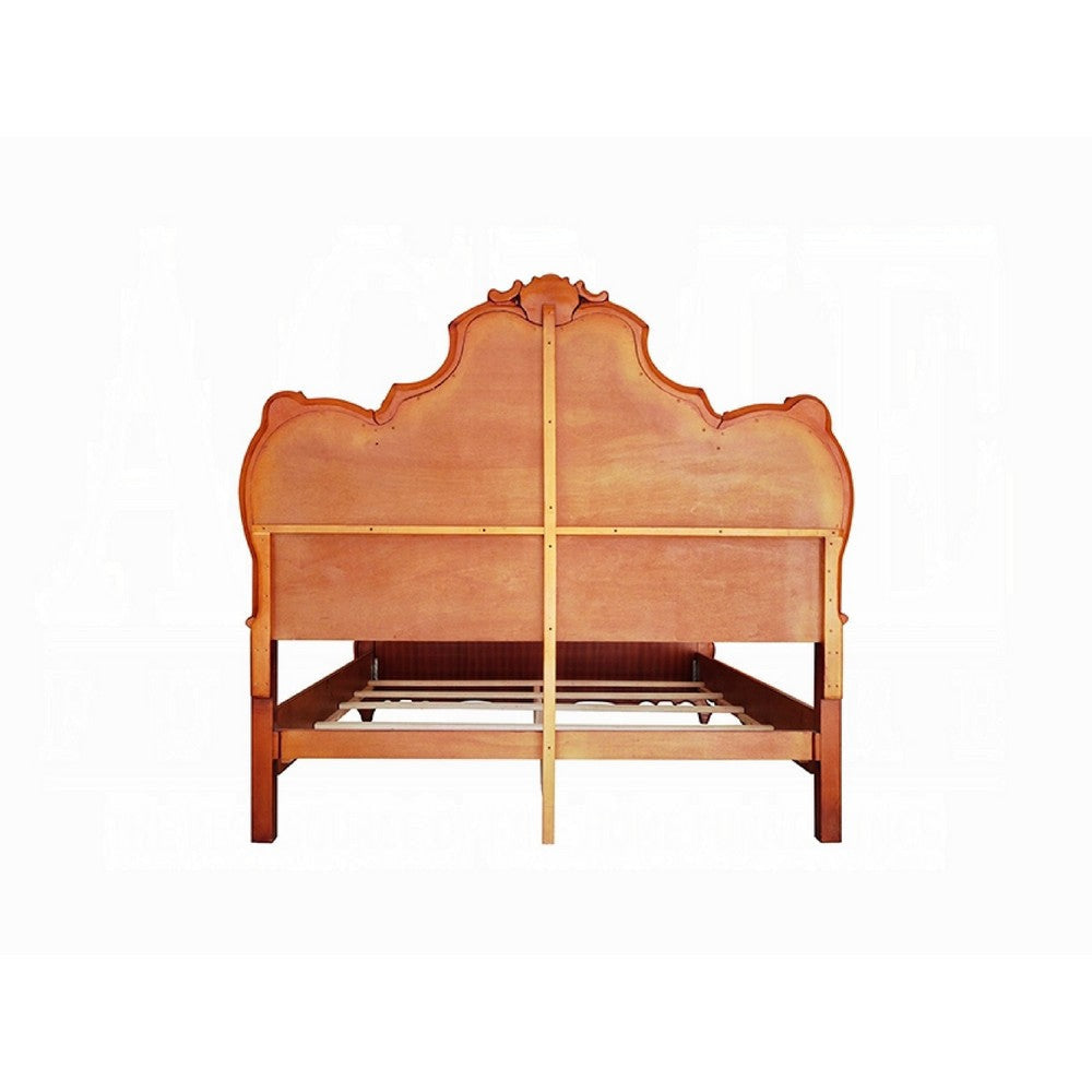 Pico California King Bed | Crown Molded Scrolled Trim Honey Brown Wood BM333969