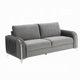 Wiena Sofa, Contemporary Chrome Legs, Pleated Gray Velvet 79 Inch