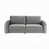 Wiena Sofa Contemporary Chrome Legs Pleated Gray Velvet 79 Inch BM333972