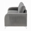 Wiena Sofa Contemporary Chrome Legs Pleated Gray Velvet 79 Inch BM333972