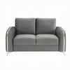Wiena Loveseat Contemporary Chrome Legs Pleated Gray Velvet 59 Inch BM333973