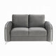 Wiena Loveseat Contemporary Chrome Legs Pleated Gray Velvet 59 Inch BM333973