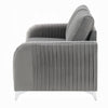Wiena Loveseat Contemporary Chrome Legs Pleated Gray Velvet 59 Inch BM333973