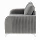 Wiena Loveseat Contemporary Chrome Legs Pleated Gray Velvet 59 Inch BM333973