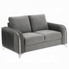 Wiena Loveseat, Contemporary Chrome Legs, Pleated Gray Velvet 59 Inch