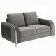 Wiena Loveseat, Contemporary Chrome Legs, Pleated Gray Velvet 59 Inch