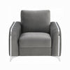 Wiena Accent Chair | Contemporary Chrome | Pleated Gray Velvet 79’’ BM333974