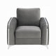 Wiena Accent Chair | Contemporary Chrome | Pleated Gray Velvet 79’’ BM333974