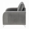 Wiena Accent Chair | Contemporary Chrome | Pleated Gray Velvet 79’’ BM333974